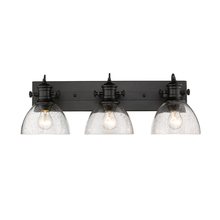  3118-BA3 BLK-SD - Hines 3-Light Bath Vanity in Matte Black with Seeded Glass